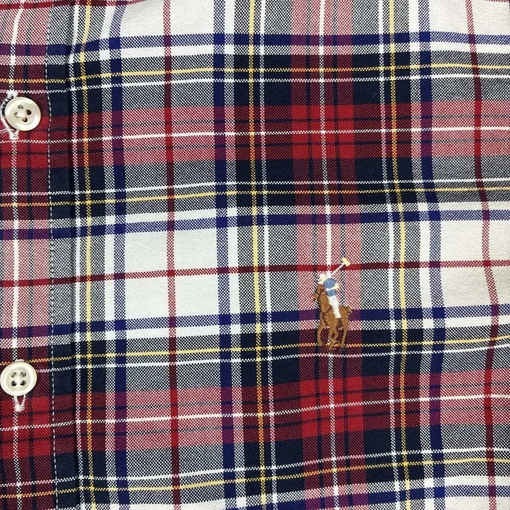 Polo Ralph Lauren Mens Classic Fit Tartan Plaid Button Down Medium Flesh Pony
